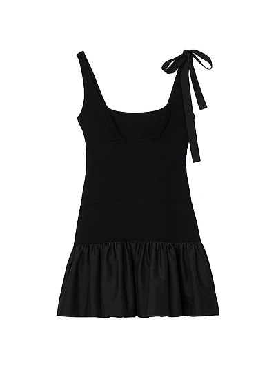 Dual-Material Mini Dress