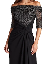 Sequined Off-The-Shoulder Gown