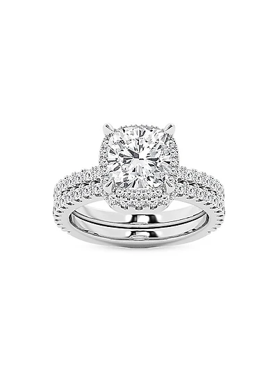 14K White Gold & 3.75 TCW Lab-Grown Diamond 2-Piece Wedding Ring Set
