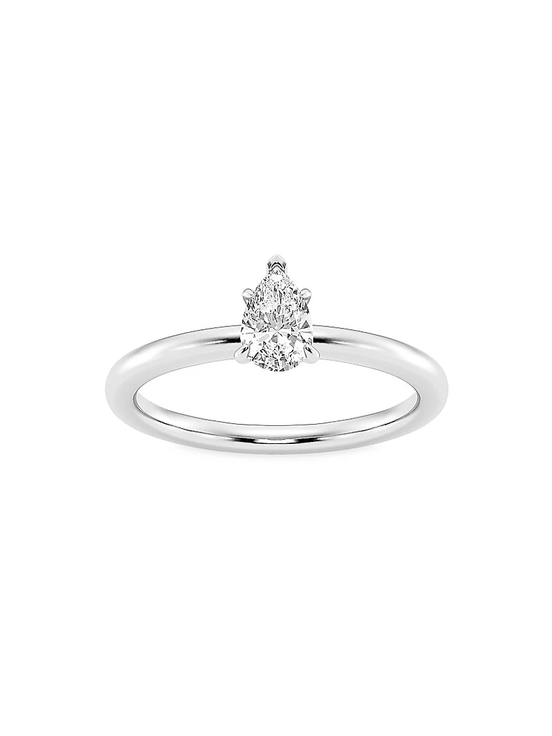 14K White Gold & Pear-Cut Lab-Grown Diamond Solitaire Ring/0.50-5.00 TCW