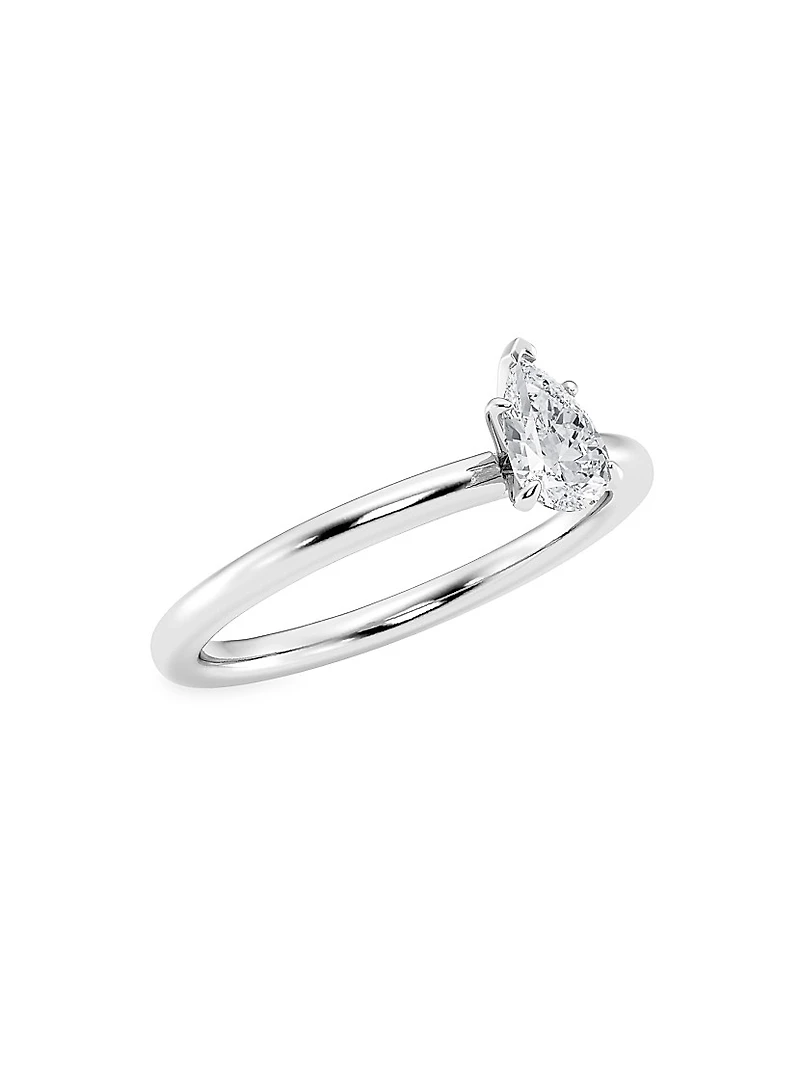 14K White Gold & Pear-Cut Lab-Grown Diamond Solitaire Ring/0.50-5.00 TCW
