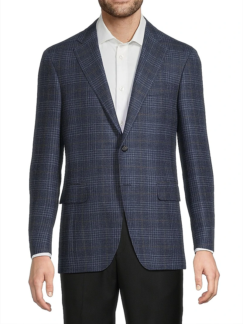 Kei Plaid Wool Single-Breasted Sport Coat