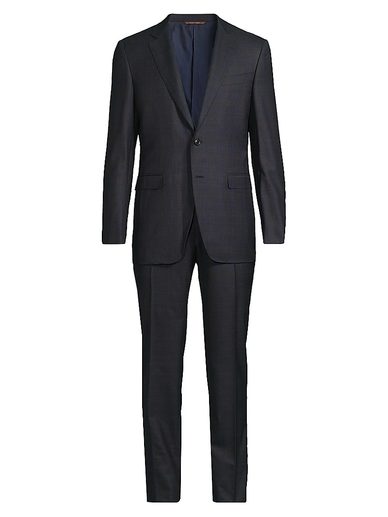 Milano Plaid Wool Single-Breasted Suit