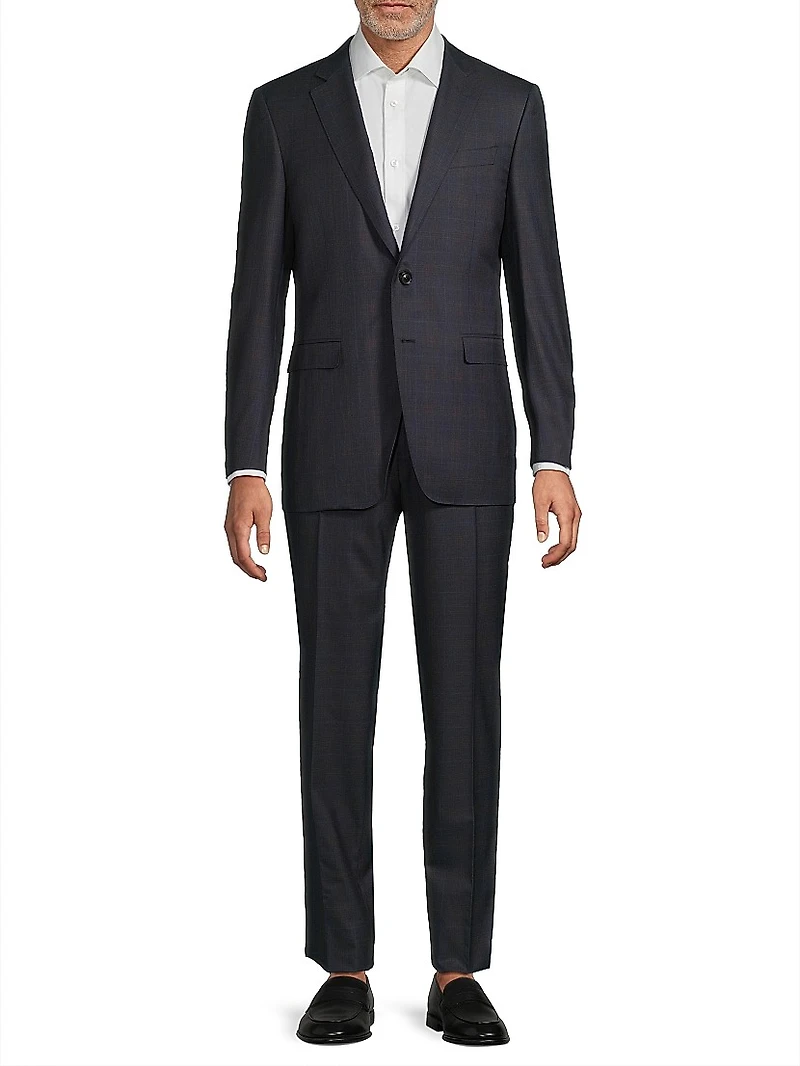 Milano Plaid Wool Single-Breasted Suit