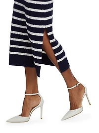 Striped Cable-Knit Midi-Skirt