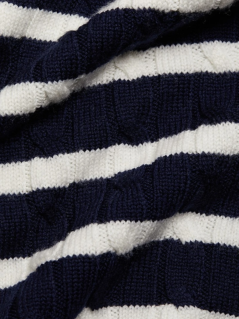 Striped Cable-Knit Midi-Skirt