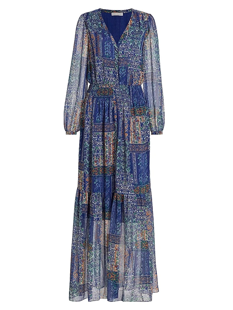 Bobbi Printed Button-Front Maxi Dress