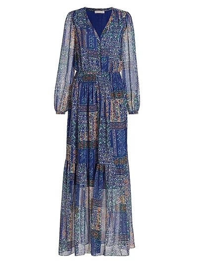Bobbi Printed Button-Front Maxi Dress