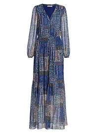 Bobbi Printed Button-Front Maxi Dress