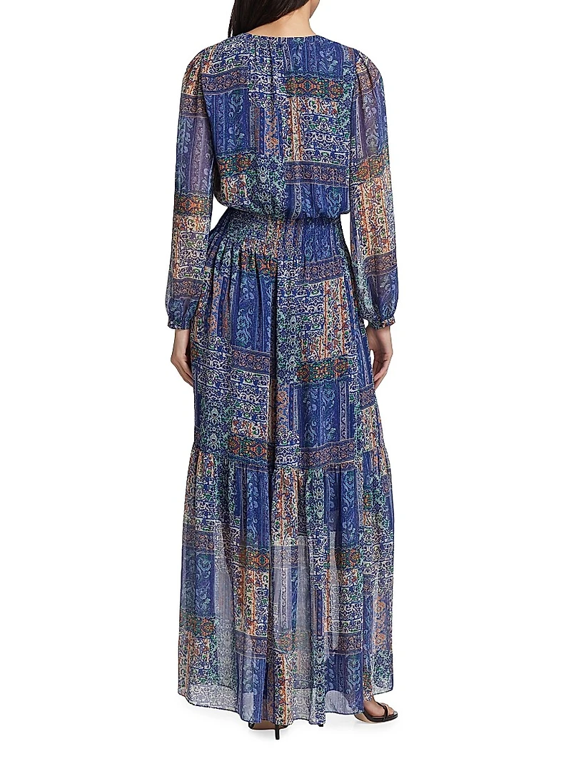 Bobbi Printed Button-Front Maxi Dress