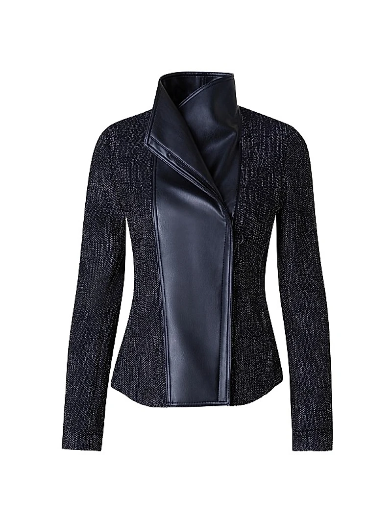 Boucle Funnel-Neck Moto Jacket