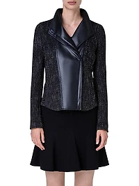 Boucle Funnel-Neck Moto Jacket