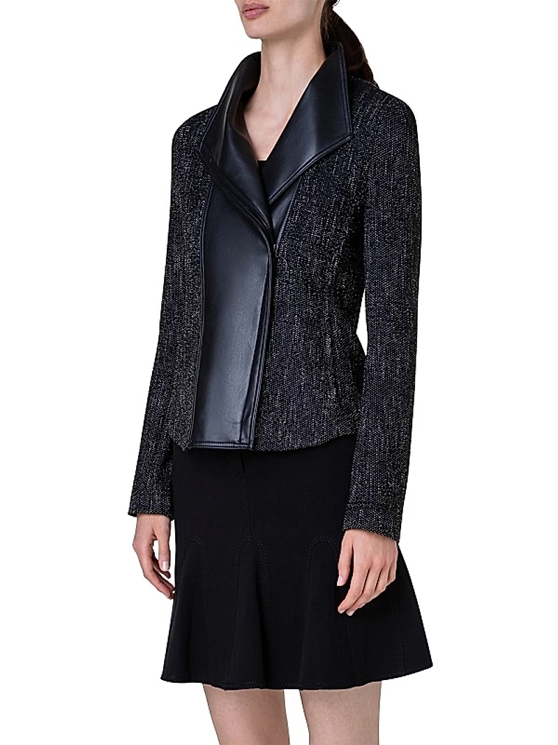 Boucle Funnel-Neck Moto Jacket