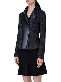 Boucle Funnel-Neck Moto Jacket