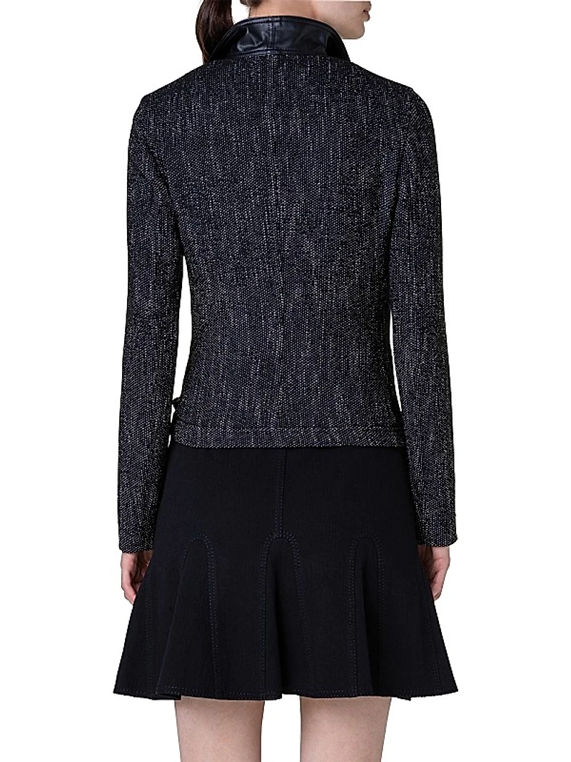 Boucle Funnel-Neck Moto Jacket