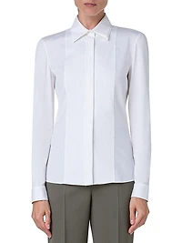 Cotton-Blend Long-Sleeve Blouse
