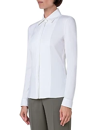 Cotton-Blend Long-Sleeve Blouse