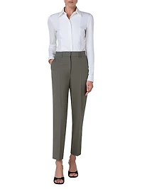 Cotton-Blend Long-Sleeve Blouse