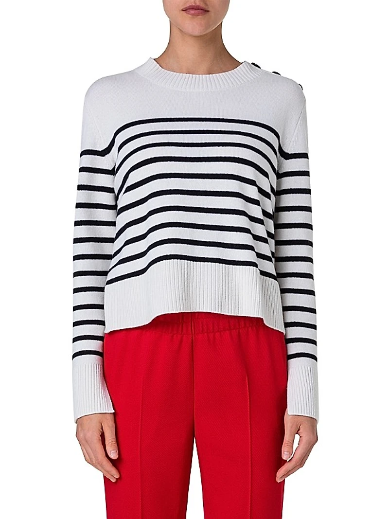Striped Wool-Blend Long-Sleeve Sweater