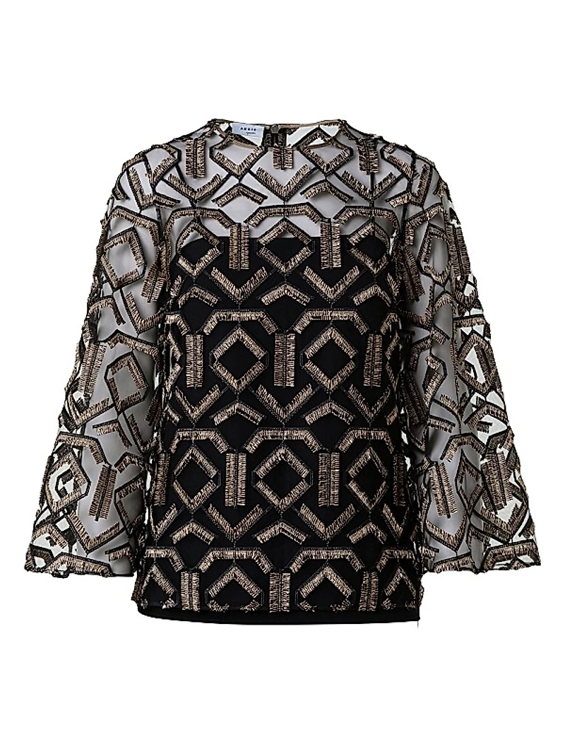 Metallic Embroidered Top