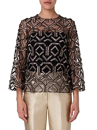 Metallic Embroidered Top