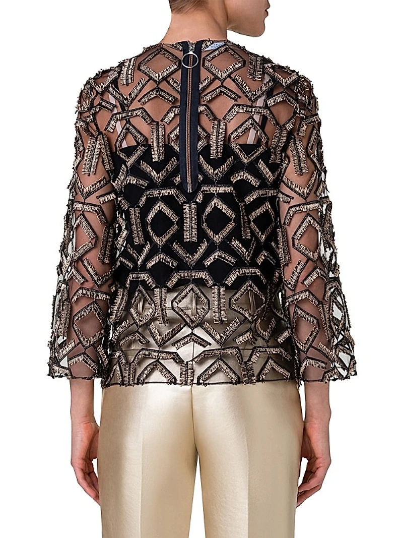 Metallic Embroidered Top