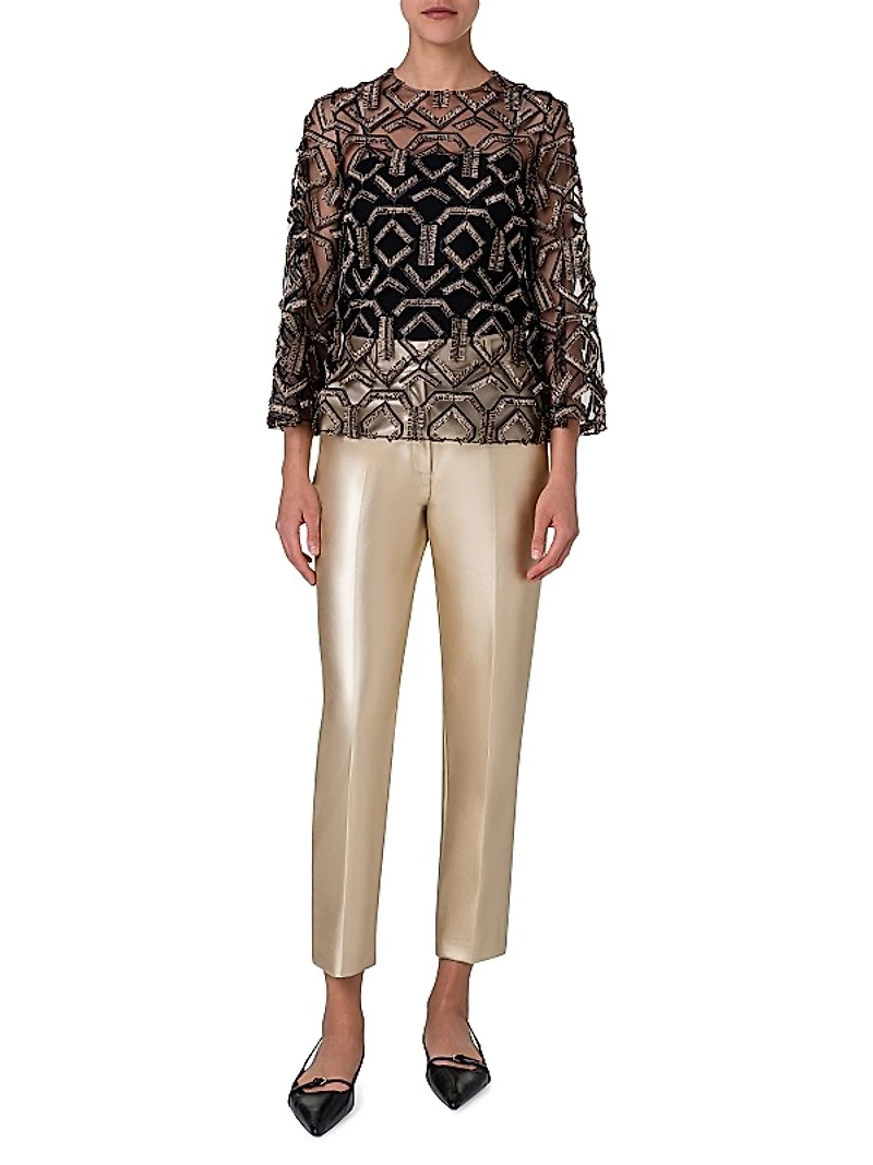 Metallic Embroidered Top