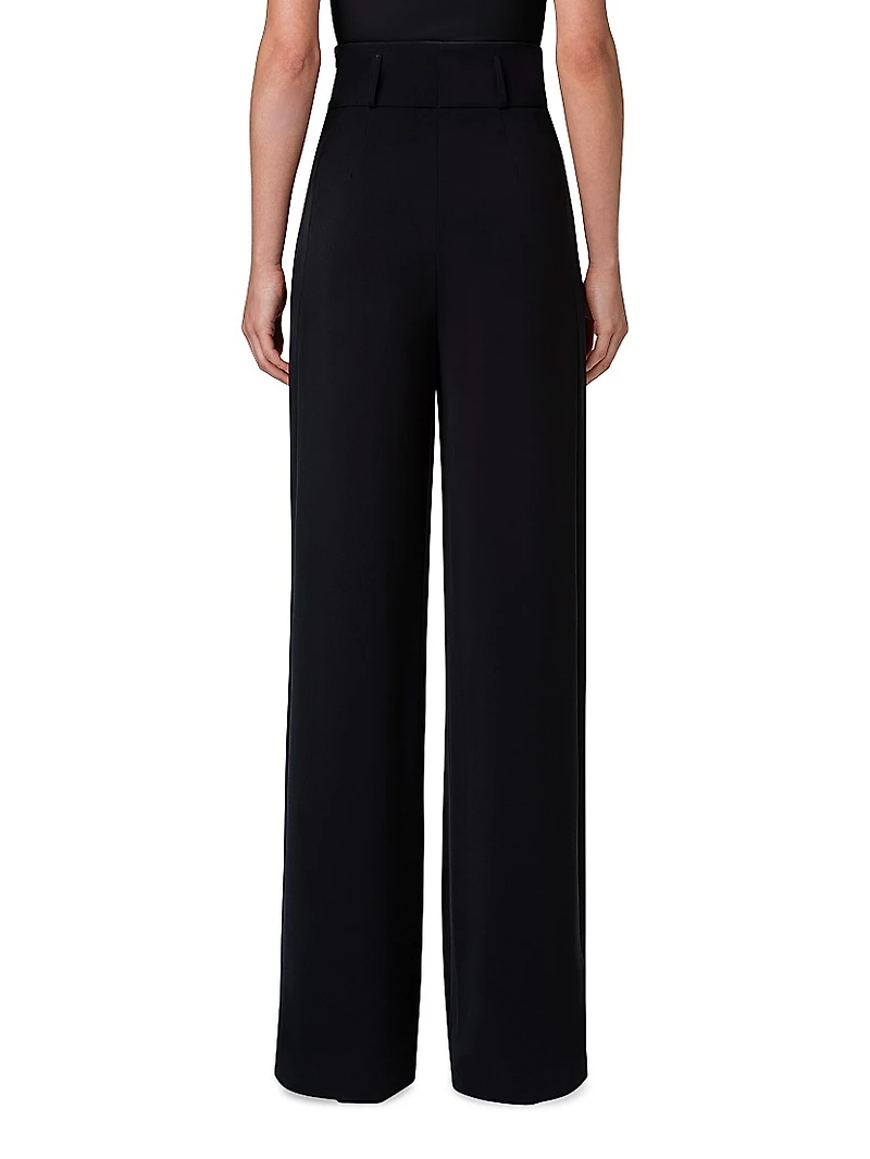 Wide-Leg Wool Gabardine Pants