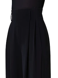 Wide-Leg Wool Gabardine Pants