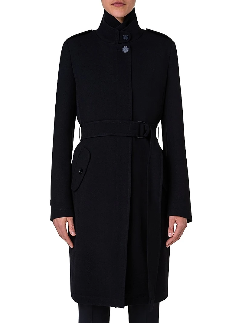 Virgin Wool Belted Long Jacket