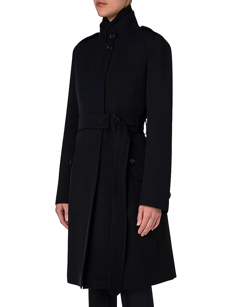 Virgin Wool Belted Long Jacket