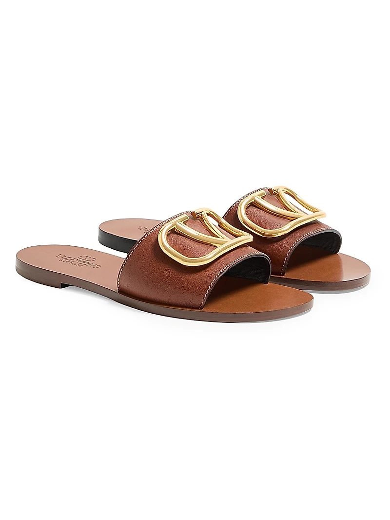Vlogo Signature Slide Sandal Grainy Cowhide With Accessory