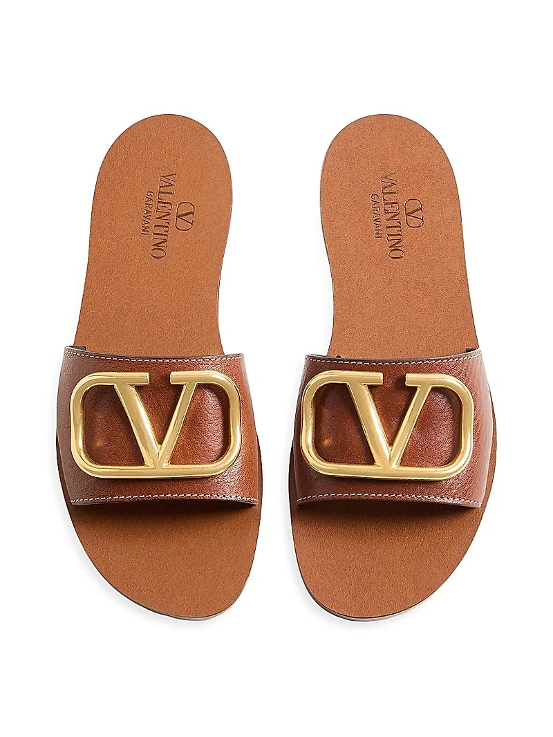 Vlogo Signature Slide Sandal Grainy Cowhide With Accessory