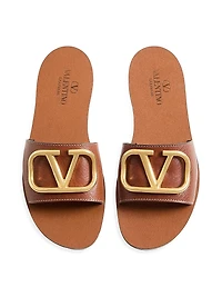 Vlogo Signature Slide Sandal Grainy Cowhide With Accessory