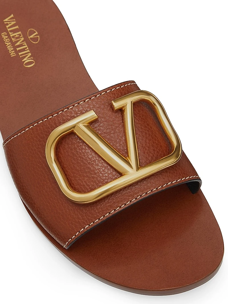 Vlogo Signature Slide Sandal Grainy Cowhide With Accessory