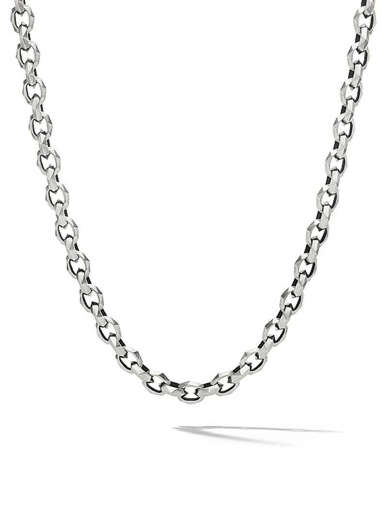 Faceted Chain Necklace in Sterling Silver, 7mm