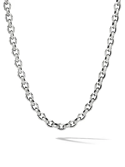 Faceted Chain Necklace in Sterling Silver, 7mm