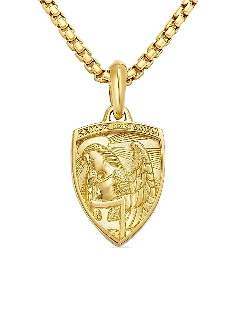 St. Michael Amulet in 18K Yellow Gold, 26mm