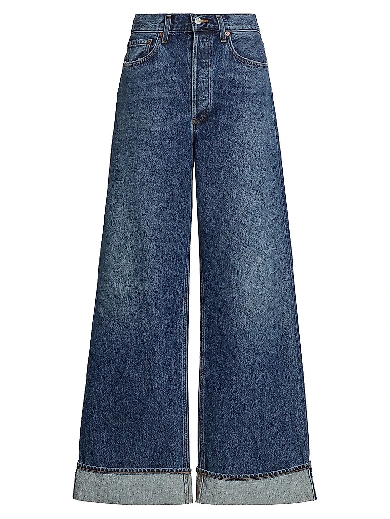 Dame Wide-Leg Cuffed Jeans