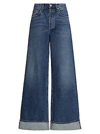 Dame Wide-Leg Cuffed Jeans