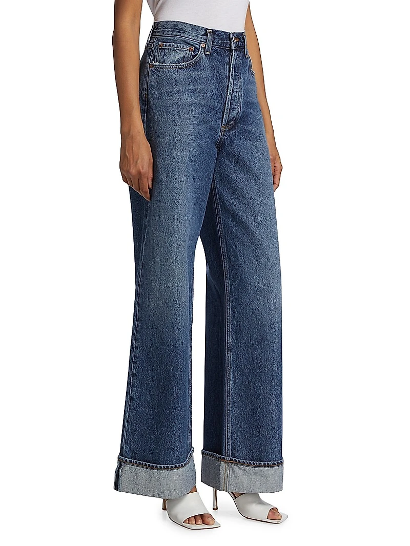 Dame Wide-Leg Cuffed Jeans