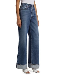 Dame Wide-Leg Cuffed Jeans