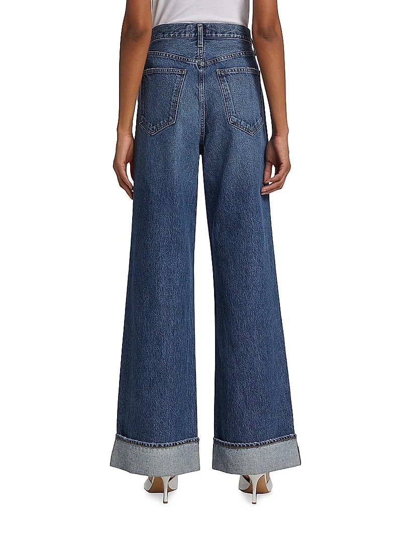 Dame Wide-Leg Cuffed Jeans