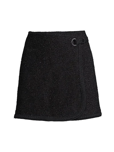 Shimmer Tweed Wrap Miniskirt