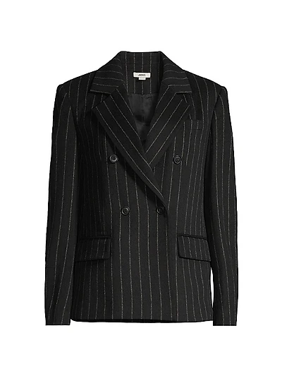 Wool-Blend Double-Breasted Pinstripe Blazer