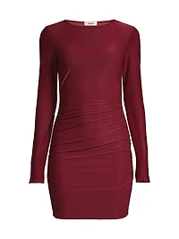 Sheer Jersey Long-Sleeve Minidress