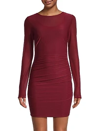 Sheer Jersey Long-Sleeve Minidress