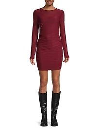 Sheer Jersey Long-Sleeve Minidress