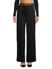 Lace & Crepe-Back Satin Wide-Leg Pants