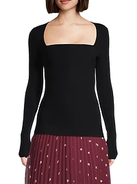 Wool Rib-Knit Fitted Top